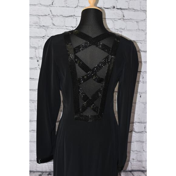 d'ore by DELLA ROUFOGALI Beaded Cocktail Evening Long Sleeve Sheath Dress Size 6 - Picture 2 of 8